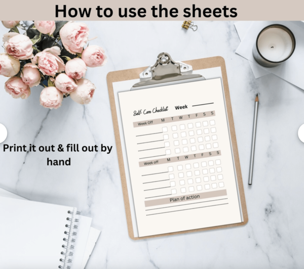 Self-Care Planner Checklist Daily Well-being Mindfulness, Self Printable Plan Motivation. - Image 4